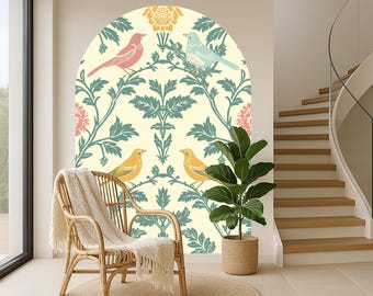 Bird Arch Wall Decal: Edwardian Style Vintage Design - Removable Sticker