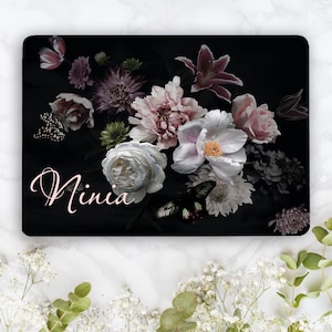 Personalised Laptop Skin for Teen Girl Gift, Dark Peony Flower Laptop Vinyl Wrap, Notebook HP Cover Decal Sticker Acer Asys Dell Lenovo LF88