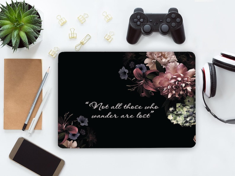 Personalised Laptop Skin for Teen Girl Gift, Dark Peony Flower Laptop Vinyl Wrap, Notebook HP Cover Decal Sticker Acer Asys Dell Lenovo LF91 image 2