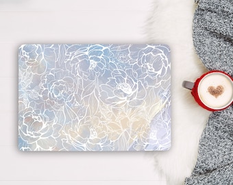 Blue Pivony Flower Laptop Skin for Girl, Notebook Vinyl Decal HP Dell Lenovo Asus Chromebook Acer Portable Universal Skins Cover Sticker RK340