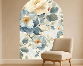 Wandtattoo Blumenbogen in Aquarell-Optik im Vintage-Look, zum Abziehen und Aufkleben