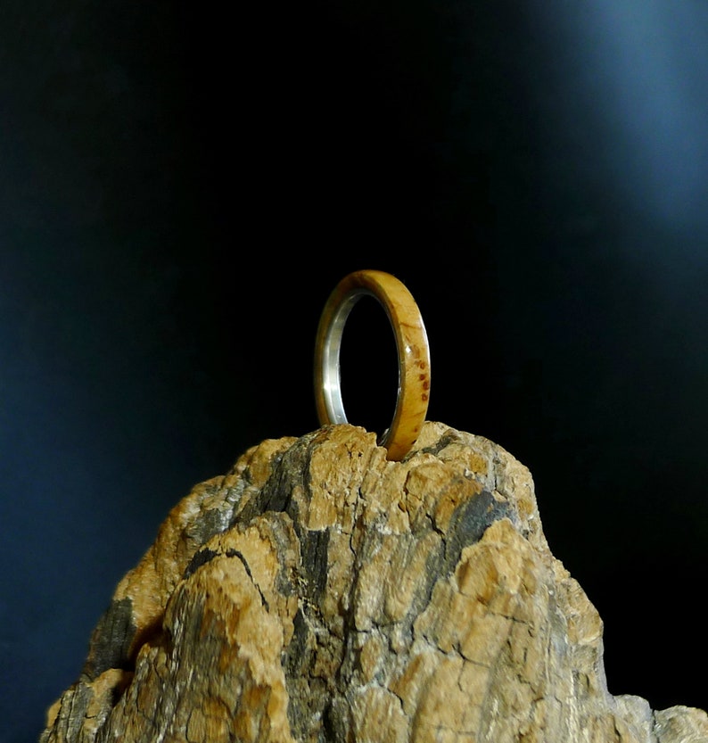 Promise Ring Wedding Band Minimalist Silver Wedding Ring 50/% Off Slim Olive Wood Root Burl Ring With Solid Silver Core Stacking Ring