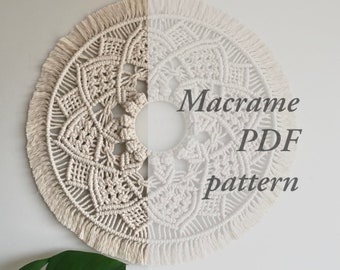 Macrame-patroon voor een mandala, PDF-bestand, gevorderd vaardigheidsniveau, digitale download voor een doe-het-macrame-patroon.