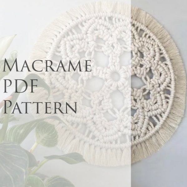 Macrame pattern for a mandala, PDF file, intermediate skill level, digital download for a DIY macrame pattern