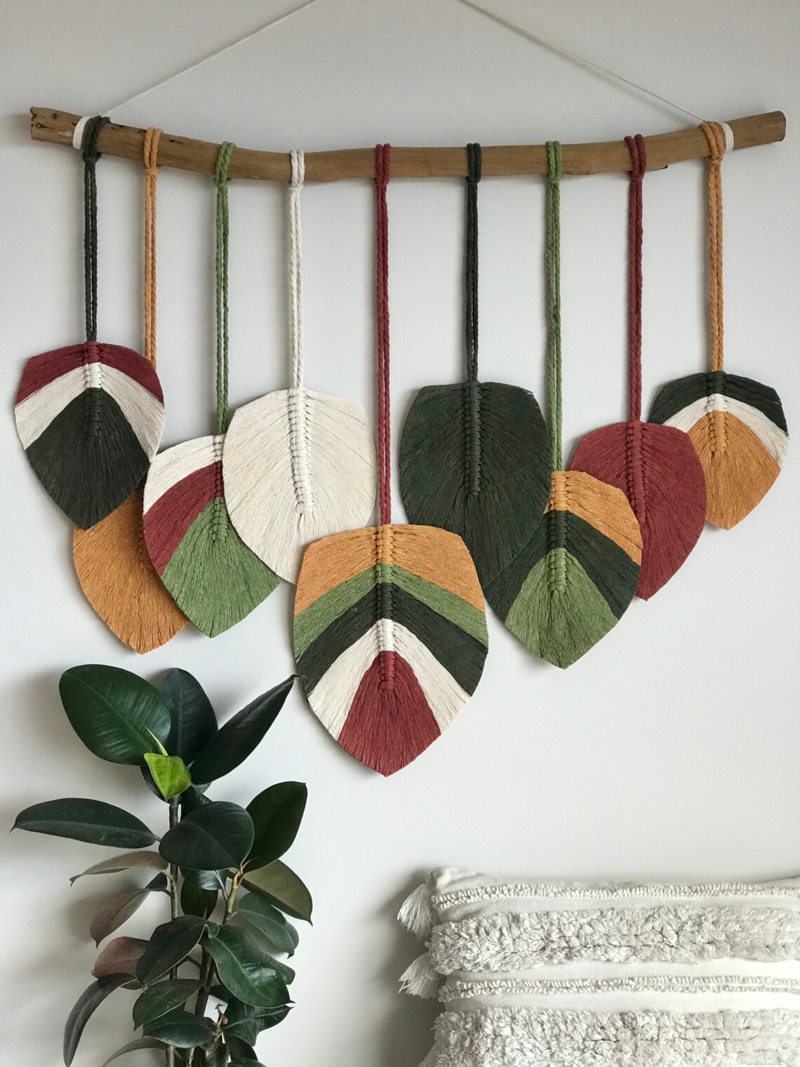 Macrame leaf wall hanging home decor Autumn Etsy