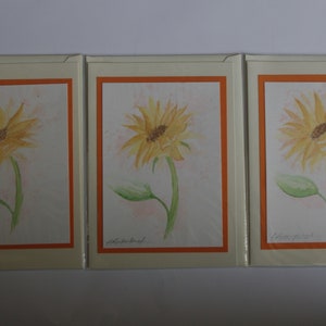 Pack de cartes tournesol aquarelle de 3