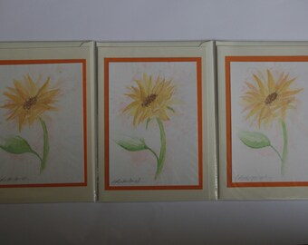 Pack de cartes tournesol aquarelle de 3