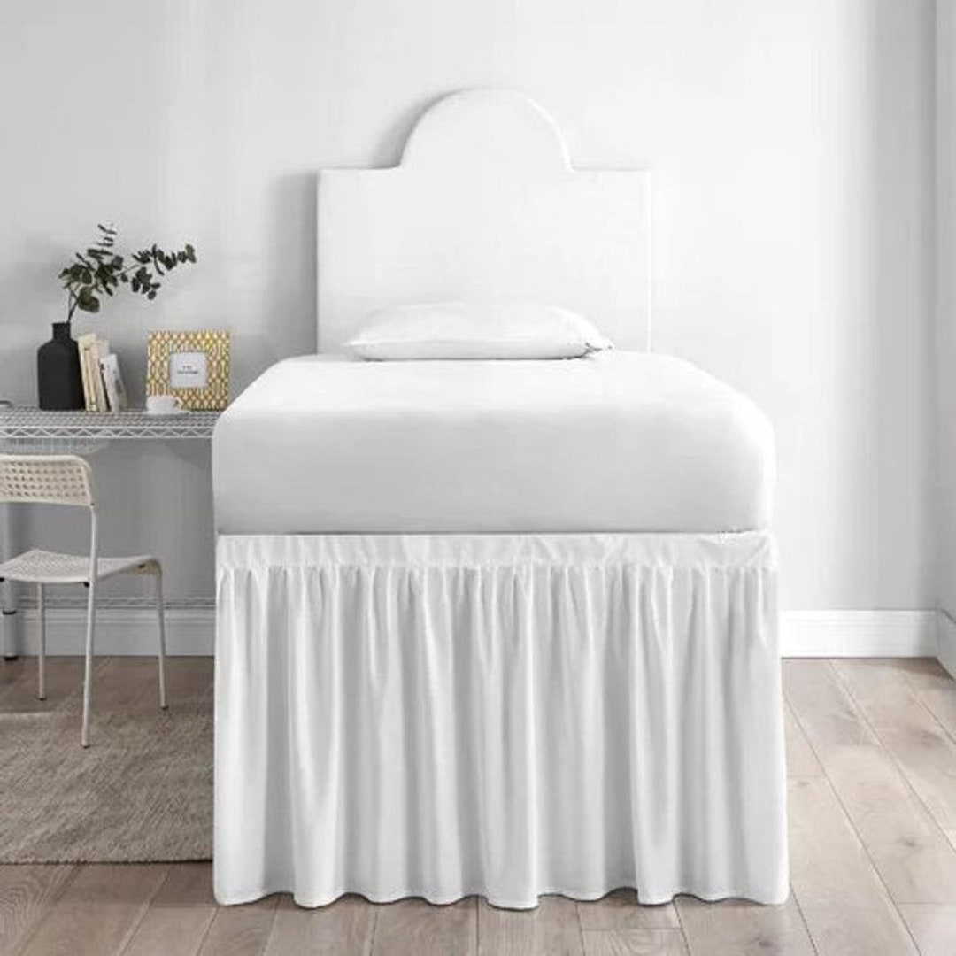 White Dorm Sized Bed Skirt in Drop Length From 22 to Etsy