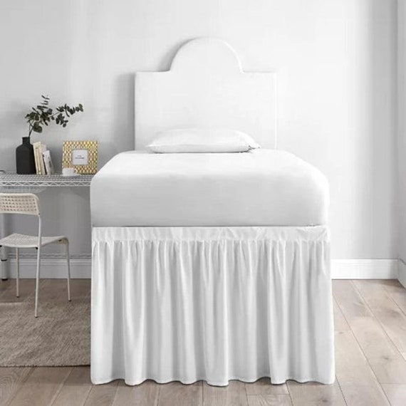White Dorm Sized Bed Skirt in Drop Length From 22 to - Etsy