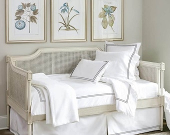 Daybed Skirt White 500Thread Count in Double Embroidery Pattern