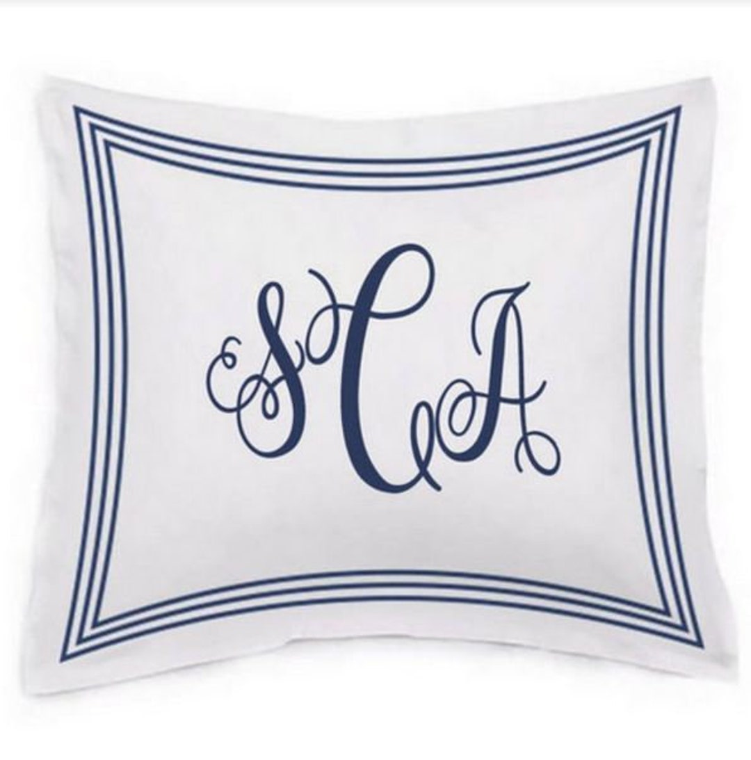 Personalized Triple Embroidery Monogrammed Pillow Sham/euro Etsy