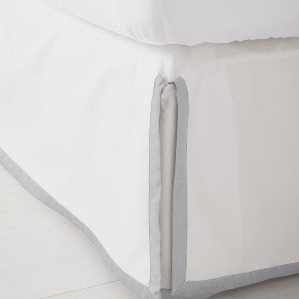 Border Frame Bed Skirt - 8" to 39" Drop Length 1 PIECE BED SKIRT 3 Sided 100% Cotton