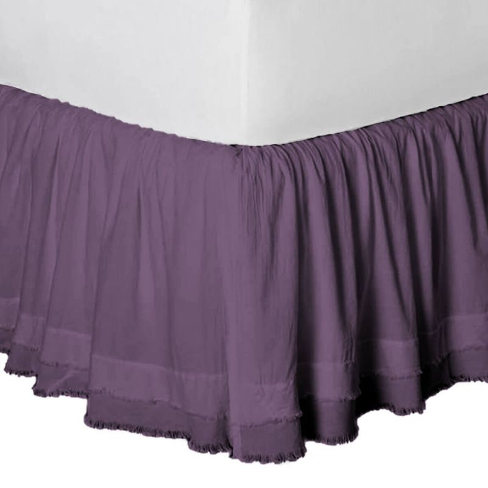 Gathered Fringe Bed Skirtpremium Quality in Queen King Etsy