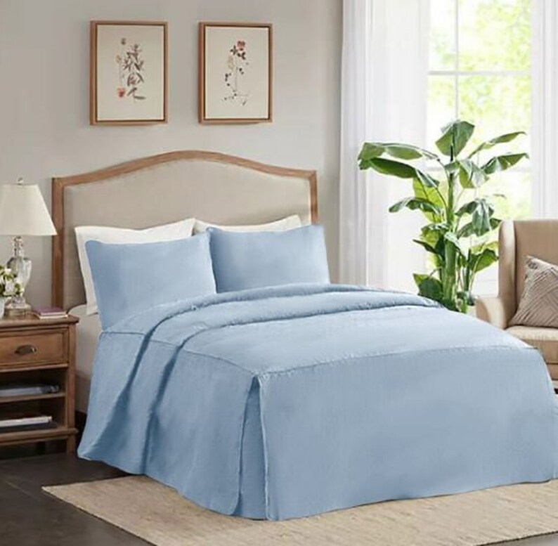 Tailored Bedspread Set 100 Cotton 400TC Solid Color for Etsy