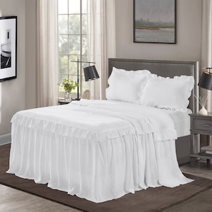Dust Layered Ruffle Style Gathered Bedspread Set 100% Cotton 400TC ...