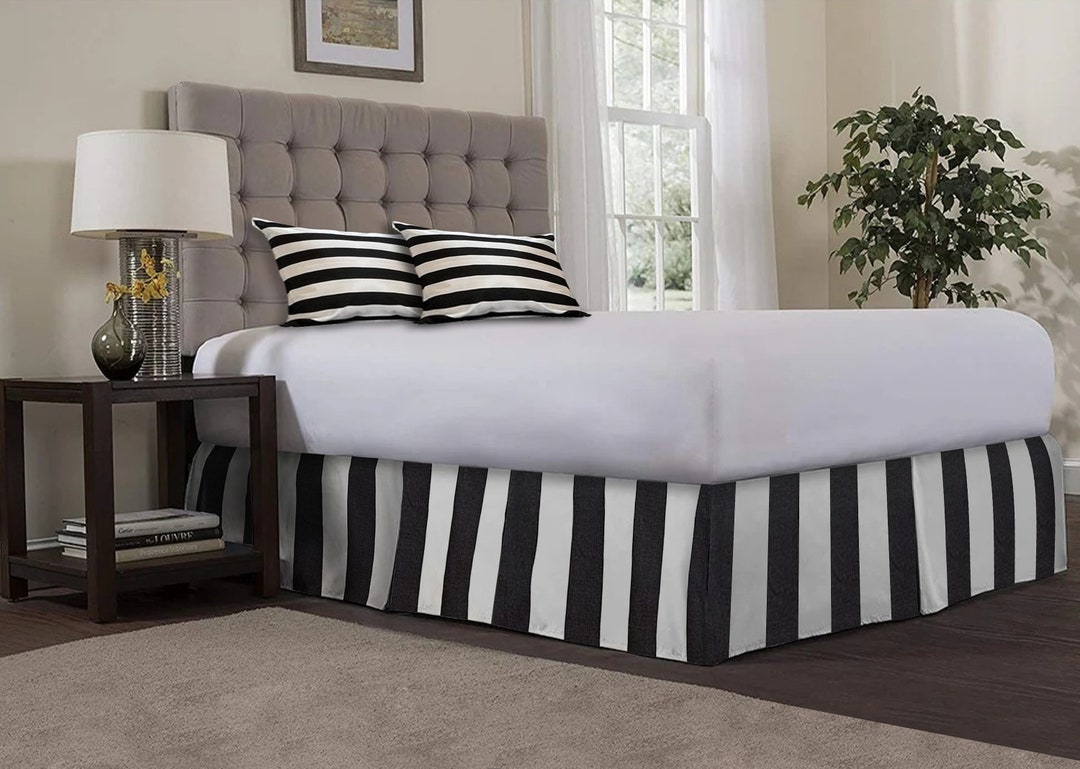 Black and White Stripe Bed Skirt 8 to 39 Drop Etsy