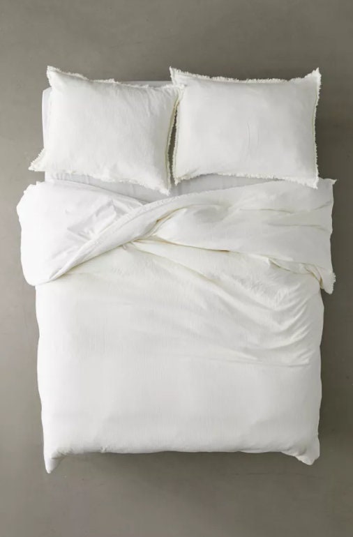 White Cotton Duvet Cover Set Super Soft Duvet Cover Raw Fringe Etsy