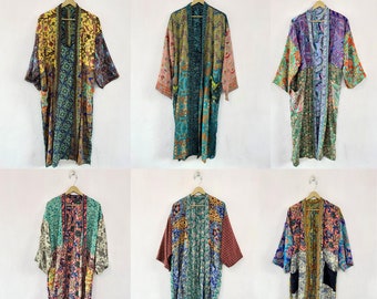 Woman Silk Kimono, Vintage Kimono Robe for Women, Boho Kimono Duster Jacket