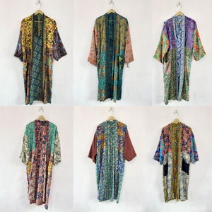 Woman Silk Kimono, Vintage Kimono Robe for Women, Boho Kimono Duster Jacket