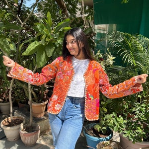 Bohemian Quilted Patchwork Jacket For Women, Reversible Cotton Jacket
