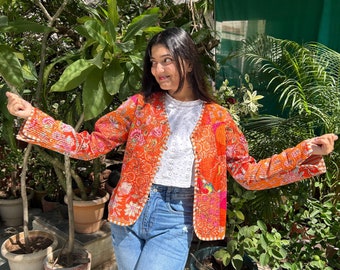 Bohemian Quilted Patchwork Jacket For Women, Reversible Cotton Jacket