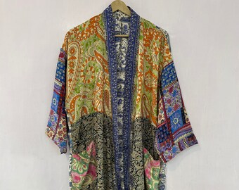 Woman Silk Kimono, Vintage Kimono Robe for Women, Boho Kimono Duster Jacket