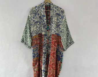Woman Silk Kimono, Vintage Kimono Robe for Women, Boho Kimono Duster Jacket