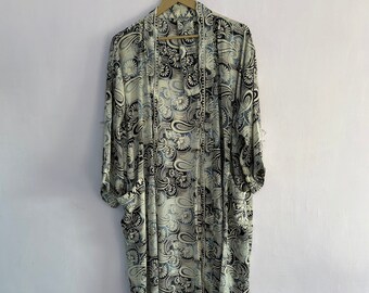 Woman Silk Kimono, Vintage Kimono Robe for Women, Boho Kimono Duster Jacket