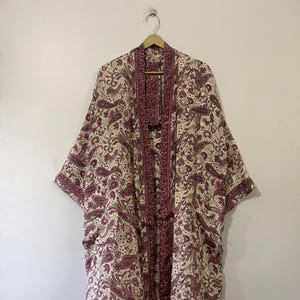 Vintage Silk Saree Kimono Robe: Ethnic Patchwork Duster Jacket