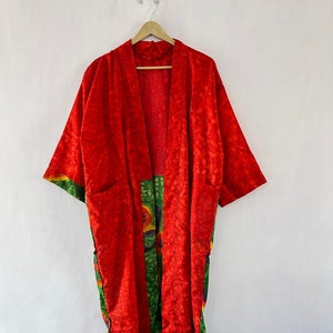 Pure Saree Silk Kimono Robe for women, Duster Jacket , Women Dressing Kimono Robe