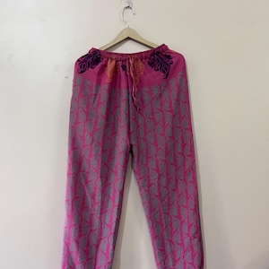 Indian Pure Silk Women&#39;s Palazzo Pants, Soft Silk High Waist Pants, Silk Pants, Wide Leg Trousers, Bohemian Style Festival Fashion