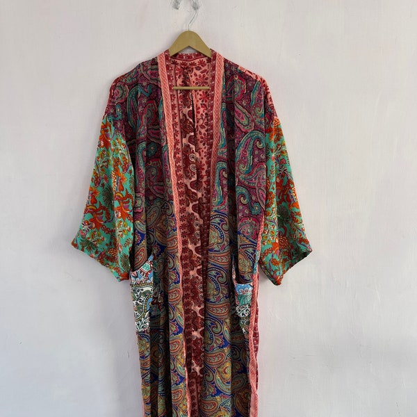 Frau Seiden Kimono, Vintage Kimono Robe für Frauen, Boho Kimono Duster Jacke