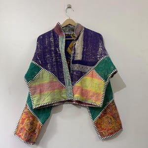 Women Wear Kantha Jacket, Reversible Short Jacket