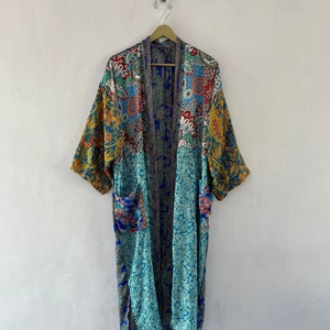 Vintage Women Saree Silk Kimono Robes