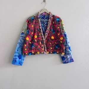 Vibrant Phulkari Embroidered Jacket, Floral Heritage Artistry