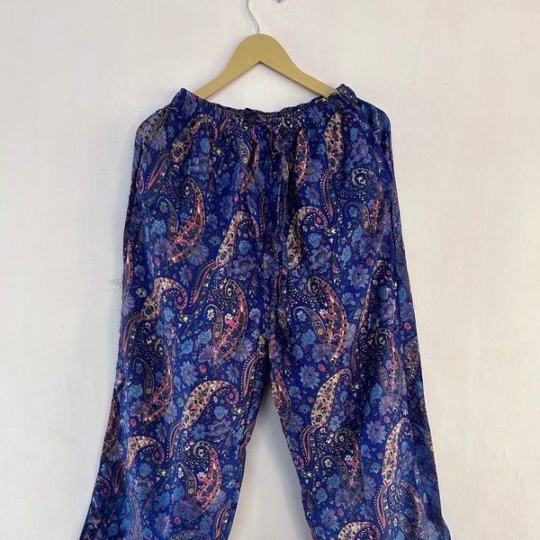 Pantalon de yoga en soie pour femmes, pantalon léger super confortable à jambes larges, pantalon Palazzo en soie d’été, pantalon de yoga en soie Boho Hippie