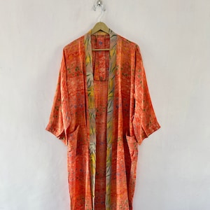 Vintage Crepe saree silk kimono robes for women ~ luxury gowns