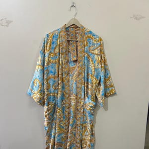 Vintage Silk Kimono Robe: Boho Duster Jacket, Beach Cover-Up
