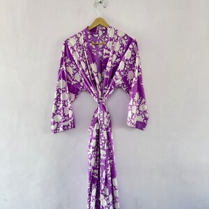 100% cotton block printed kimono Robe, Beach Cover Up , Bridesmaid Gown image 1