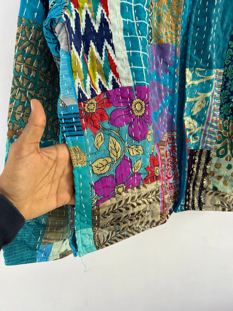 Vintage Patchwork Seide Kantha Handgemachte Jacke Bild 6