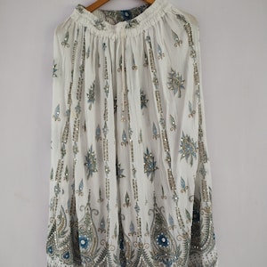 Embroidered Rayon Maxi Skirt: Indian Boho Skirt with Sequins
