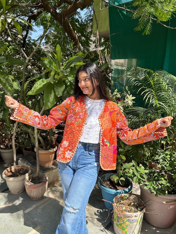 Bohemian Quilted Patchwork Jacket for Women, Reversible Cotton
