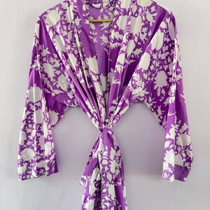 100% cotton block printed kimono Robe, Beach Cover Up , Bridesmaid Gown image 9