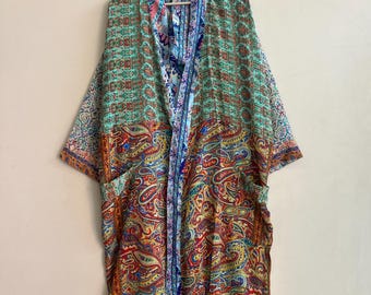 Kimono de seda de lujo, kimono largo de verano para mujer.