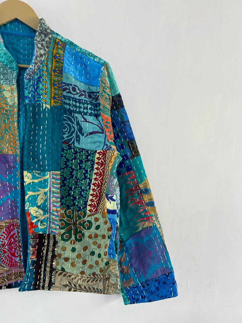 Vintage Patchwork Seide Kantha Handgemachte Jacke Bild 4