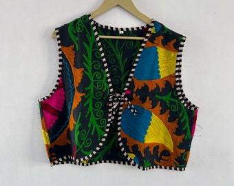 Handmade Suzani Women Waistcoat , Indian Women Kotti Jacket , Gift For Her