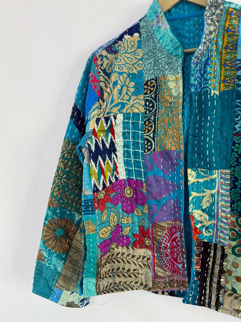 Vintage Patchwork Seide Kantha Handgemachte Jacke Bild 3