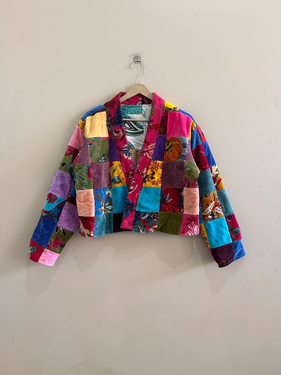 Stylish Patchwork  Velvet Coat