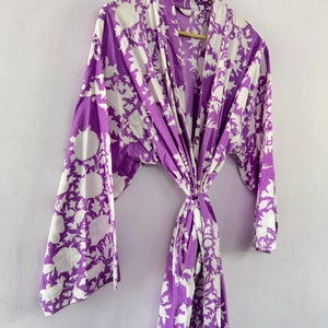 100% cotton block printed kimono Robe, Beach Cover Up , Bridesmaid Gown image 2