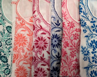 Hand Embroidered Cotton Kurti: Indian Tunic Top